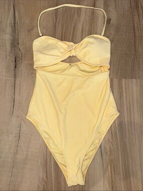 Forever 21 Yellow Twist Front One-Piece Swimsuit